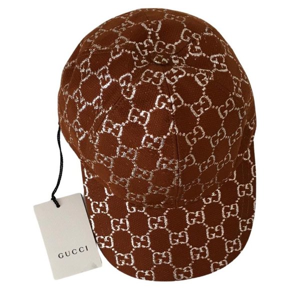 Gucci Women's Monogram GG Wool Blend Hat Strap Adjustable Brown Color Sz M, L - Picture 2 of 11